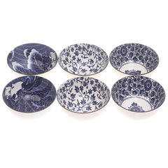 6PCS Blue Floral Ceramic Bowl Set
