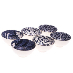 6PCS Blue Floral Ceramic Bowl Set