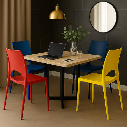 Leah Dining Table with 4 Cafeteria Chair