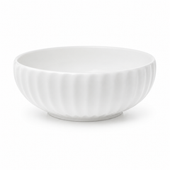 Small Round White Bowl – Elegant Textured Serving Bowl - Habitt