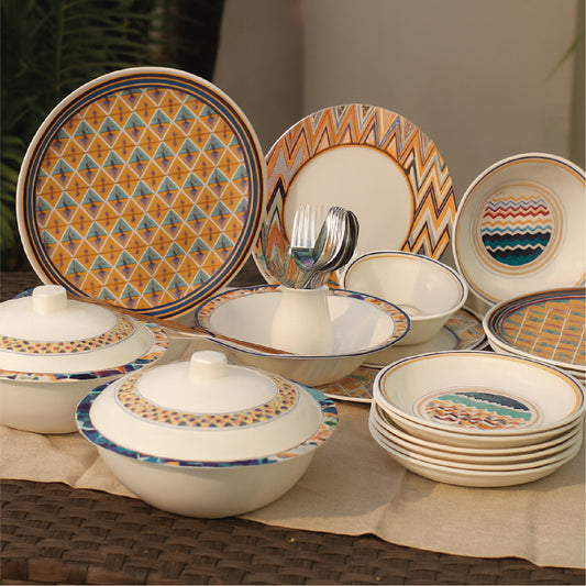 Dinner Set Coloured Chevron