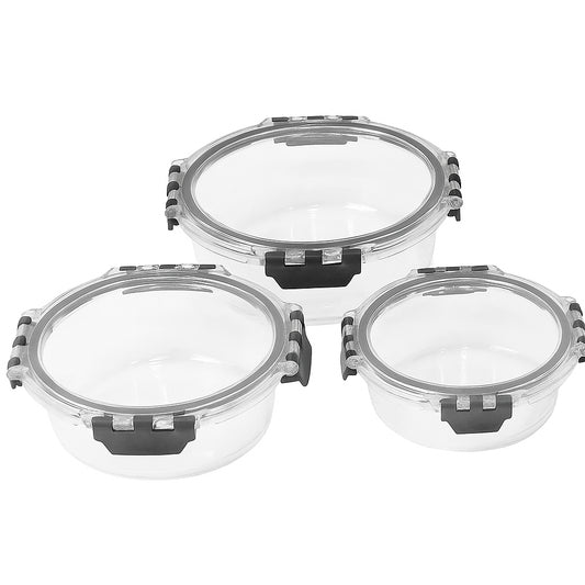 3-Piece Round Glass Storage Container Set – 420ml, 650ml & 950ml – KD-06