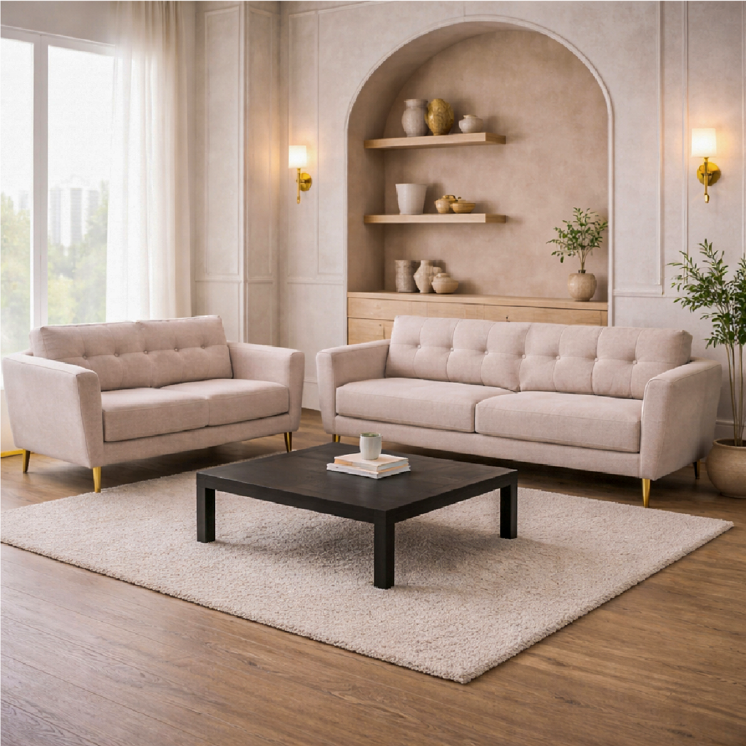 Rochester Sofa 2 + 3 Bundle & Honey Comb Coffee Table - Habitt