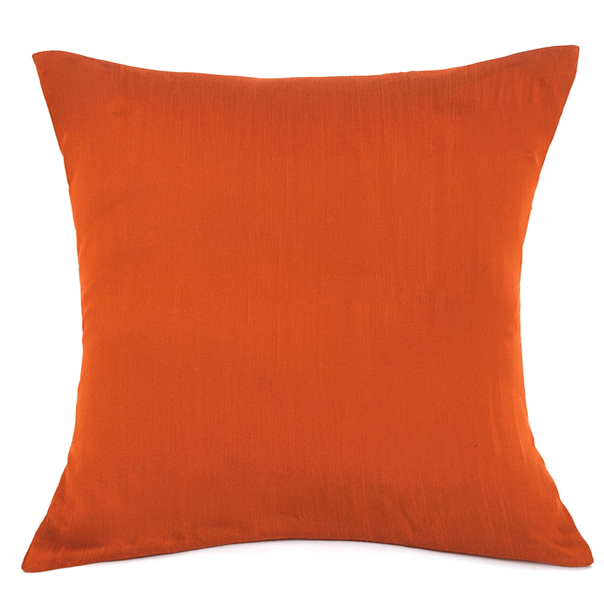 Rust Cotton Silk Cushion Cover 18x18 – Elegant Plain Decorative Throw Pillow for Sofa, Bed & Living Room