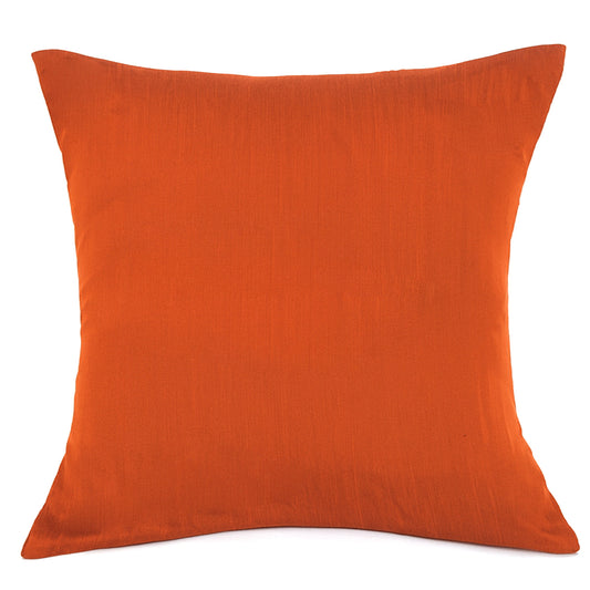 Rust Cotton Silk Cushion Cover 18x18 – Elegant Plain Decorative Throw Pillow for Sofa, Bed & Living Room