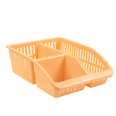 1pc Organizer Basket #4 (Assorted)  – 3 Compartment Plastic Storage Basket (Pink, Beige, White, Grey)