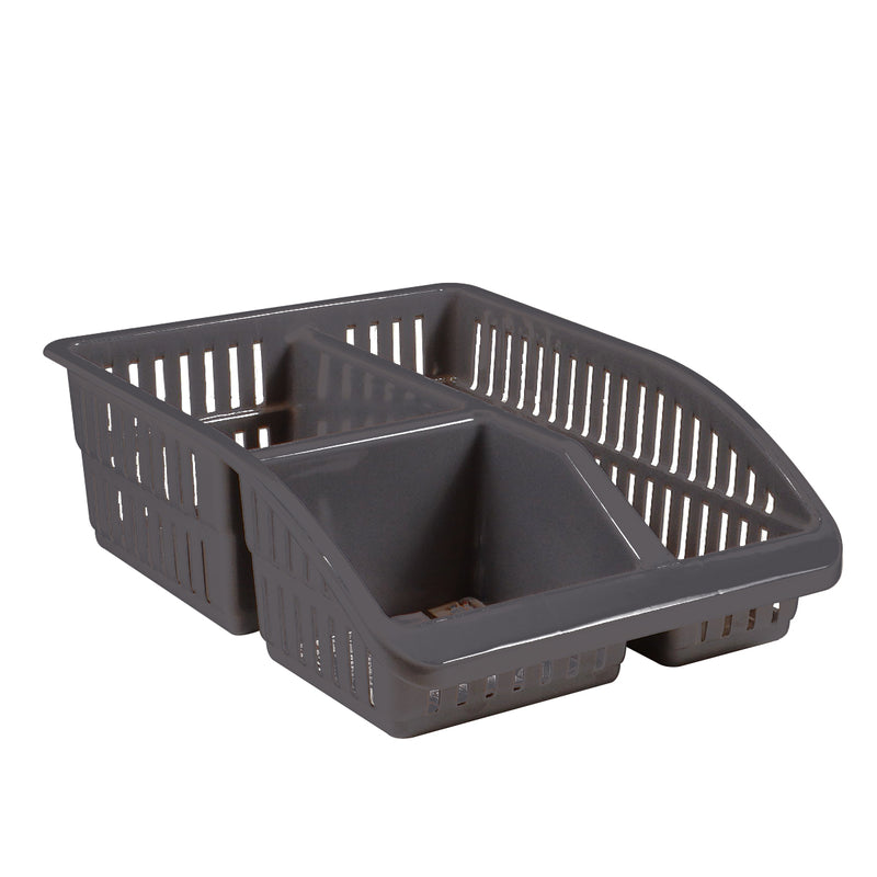 1pc Organizer Basket #4 (Assorted)  – 3 Compartment Plastic Storage Basket (Pink, Beige, White, Grey) - Habitt
