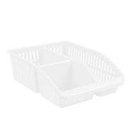 1pc Organizer Basket #4 (Assorted)  – 3 Compartment Plastic Storage Basket (Pink, Beige, White, Grey) - Habitt