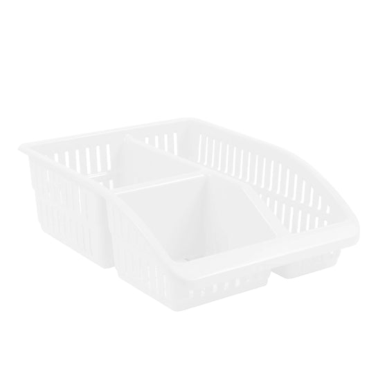 1pc Organizer Basket #4 (Assorted)  – 3 Compartment Plastic Storage Basket (Pink, Beige, White, Grey)