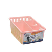 1pc Organizer Basket Mini #1 (Assorted)  – 3 Compartment Plastic Storage Basket (Grey, Beige, Pink, White - Habitt