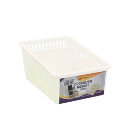 1pc Organizer Basket Mini #1 (Assorted)  – 3 Compartment Plastic Storage Basket (Grey, Beige, Pink, White