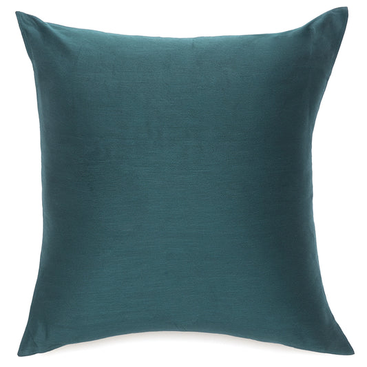 Teal Raw Silk Cushion Cover 18x18 – Luxurious Plain Decorative Throw Pillow for Sofa, Bed & Living Room