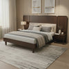 Oaklin King Size Solid Wood Bed Frame – Mid-Century Modern Upholstered Headboard Platform Bed