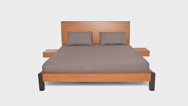 Harry King Size Bed – Solid Wood Frame with Upholstered Headboard