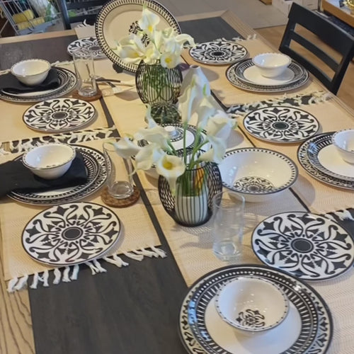 43PCS 8 Person Dinner Set Monochrome Black