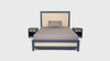 Lancaster Queen/Single Bed – Upholstered Headboard with Navy Frame