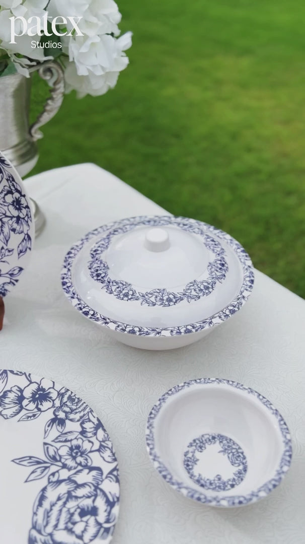 Azure Blossom Dinner Set – Timeless Floral Elegance for Refined Dining (22 / 30 / 43 PCS)