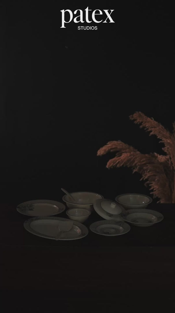 Shadow Bloom Dinner Set – Dark Florals with Deep, Timeless Elegance (22 / 30 / 43 PCS)