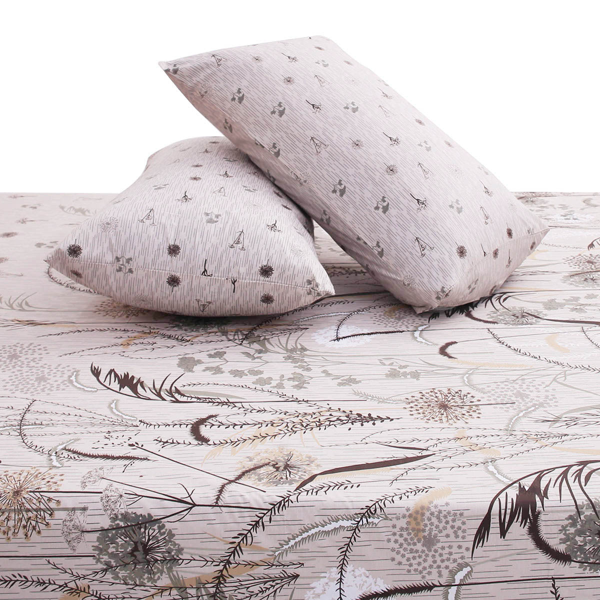 Beige Black Flowers Double Bed Sheet 90x100" SB – Elegant Floral Printed - Habitt