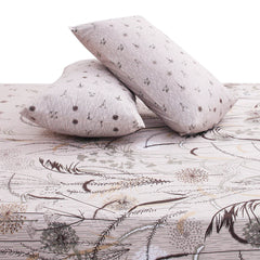 Beige Black Flowers Double Bed Sheet 90x100" SB – Elegant Floral Printed - Habitt