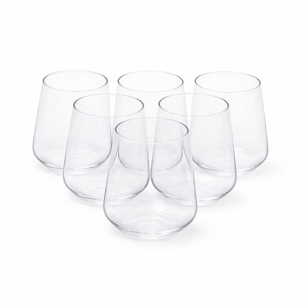 6Pcs Tumbler Set – 410ml Clear Stemless Drinking Glasses - Habitt