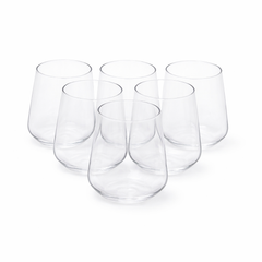 6Pcs Tumbler Set – 410ml Clear Stemless Drinking Glasses - Habitt