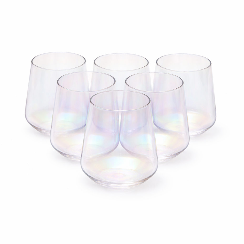 6Pcs Tumbler Set – 410ml Iridescent Stemless Drinking Glasses - Habitt