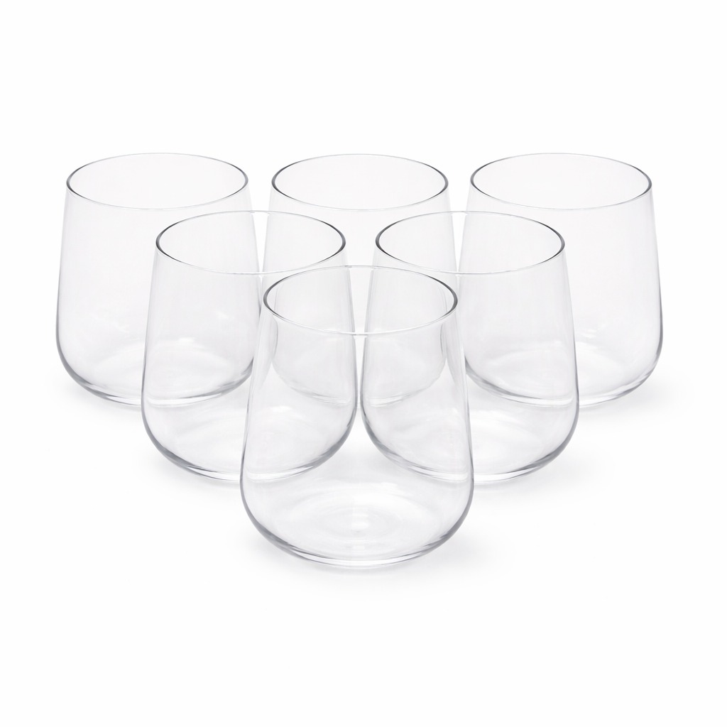 6Pcs Tumbler Set – 410ml Clear Stemless Drinking Glasses - Habitt