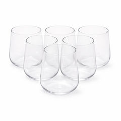 6Pcs Tumbler Set – 410ml Clear Stemless Drinking Glasses - Habitt