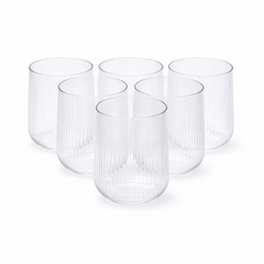 6Pcs Tumbler Set – 440ml Ribbed Clear Drinking Glasses - Habitt