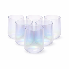 Iridescent Ribbed Tumbler Set – 6Pcs 440ml Modern - Habitt