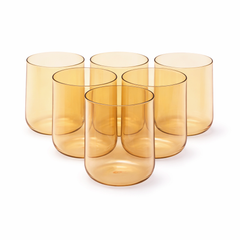Amber Straight Tumbler Set – 6Pcs 470ml Modern Drinking Cups - Habitt