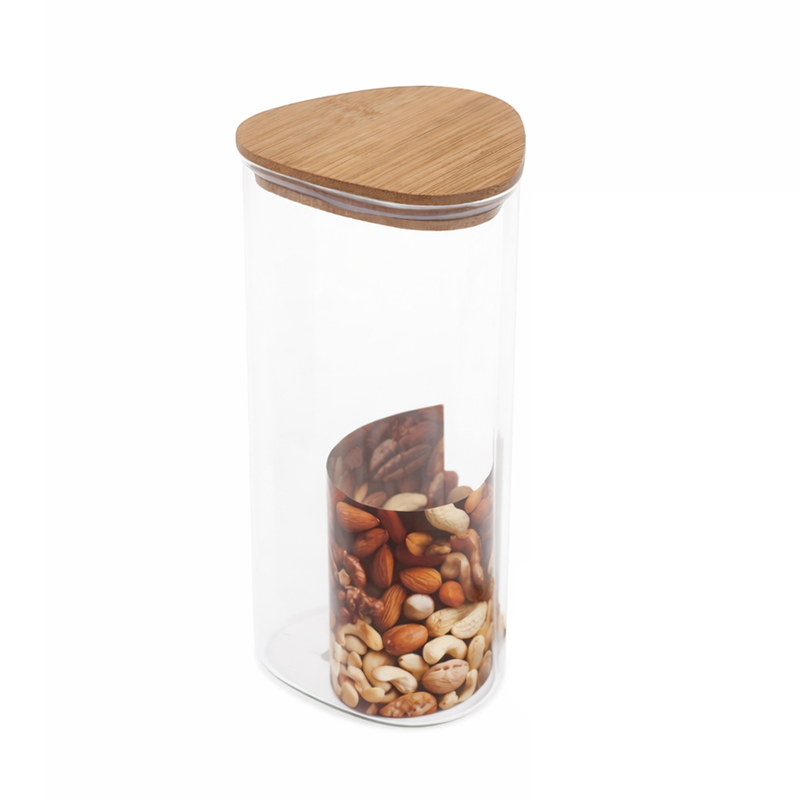 Tri Jar Large – Clear Storage Jar with Wooden Lid - Habitt