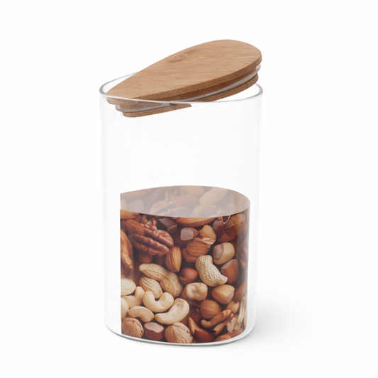 Tri Jar Medium – Clear Storage Jar with Wooden Lid - Habitt