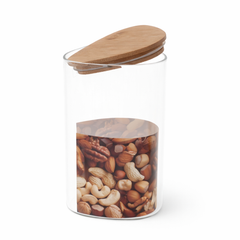 Tri Jar Medium – Clear Storage Jar with Wooden Lid - Habitt