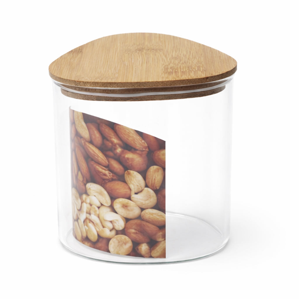 Tri Jar Medium – Clear Storage Jar with Wooden Lid - Habitt