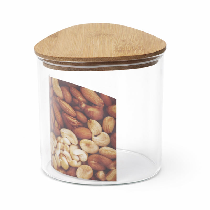 Tri Jar Medium – Clear Storage Jar with Wooden Lid - Habitt