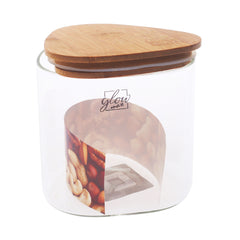 Tri Jar Small – Clear Storage Jar with Wooden Lid - Habitt
