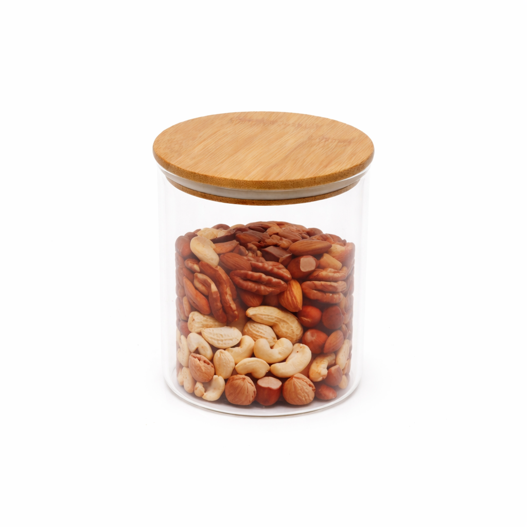 Wood Lid Jar (Small) – Compact Kitchen Storage Container - Habitt