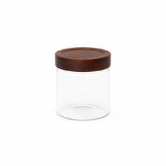 Wood Lid Jar (Small) – Premium Storage Container with Dark Wooden Lid - Habitt