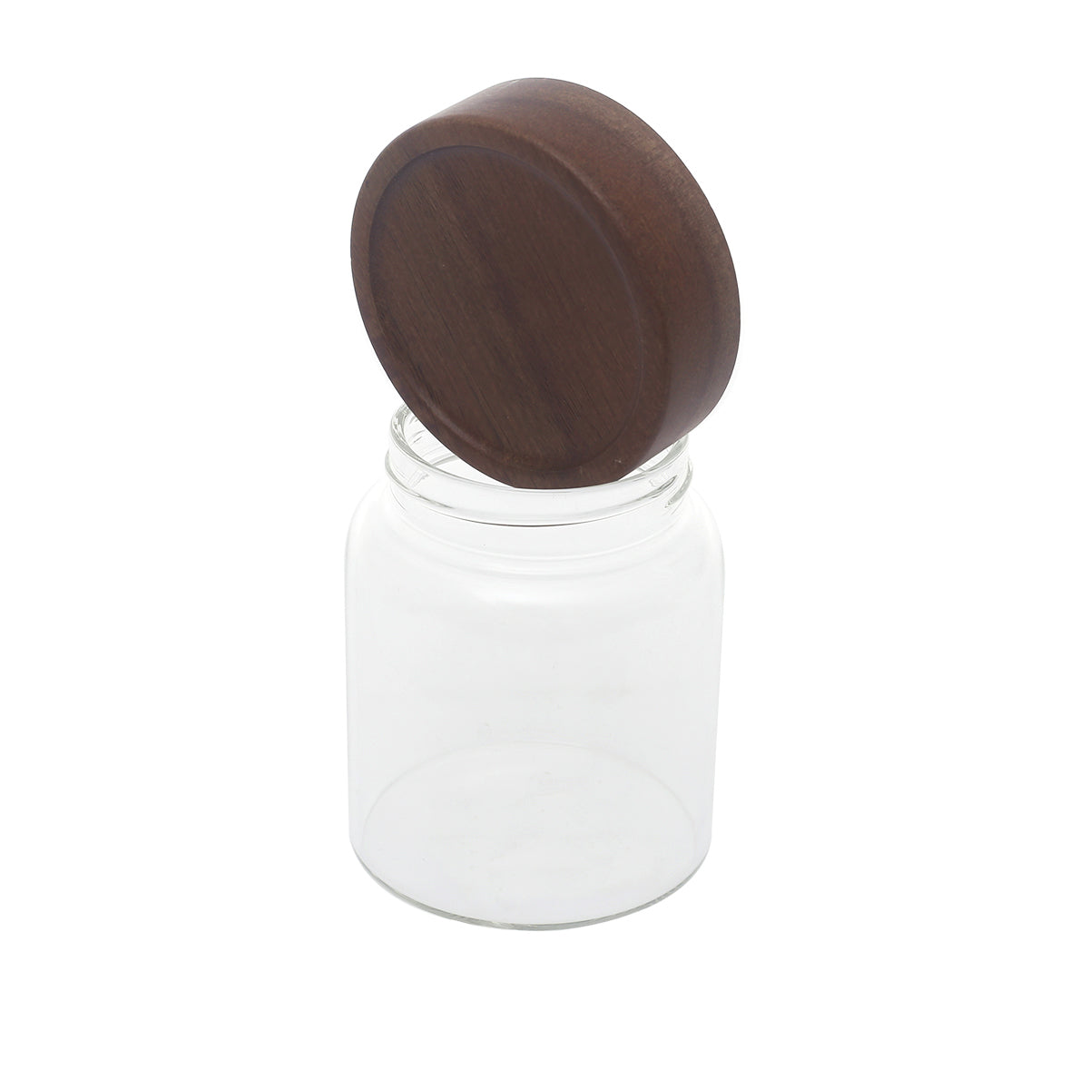 Wood Lid Jar (Small) – Premium Storage Container with Dark Wooden Lid - Habitt