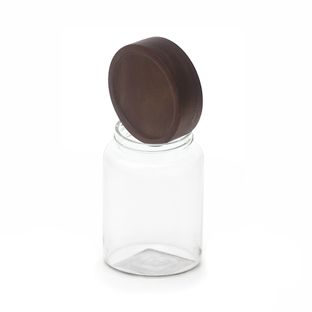 Wood Lid Jar (Small) – Premium Storage Container with Dark Wooden Lid - Habitt