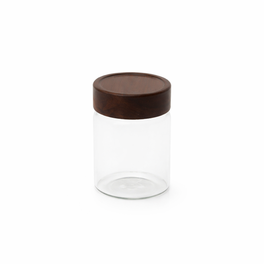 Wood Lid Jar (Small) – Compact Storage Container with Dark Wooden Lid - Habitt