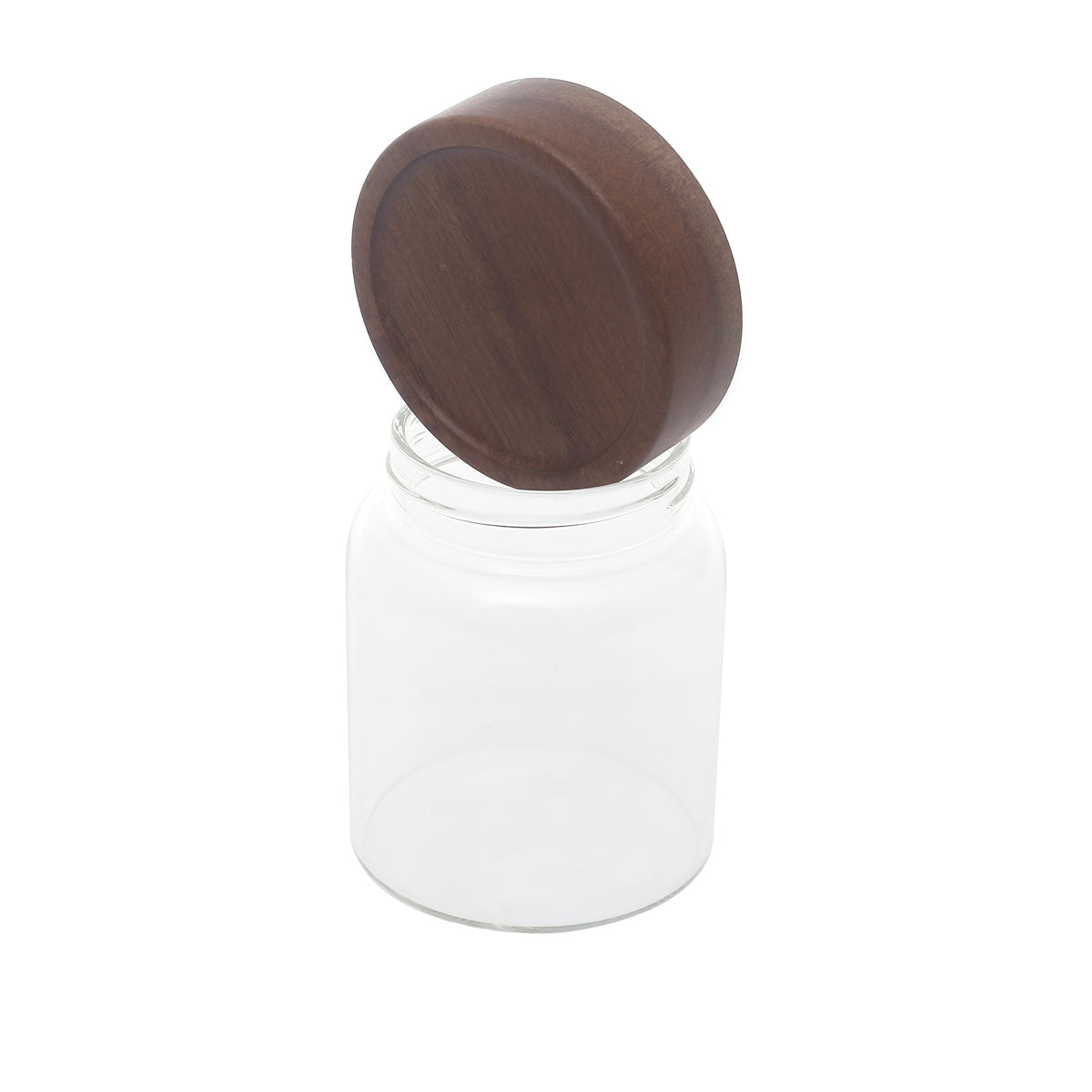 Wood Lid Jar (Small) – Compact Storage Container with Dark Wooden Lid - Habitt