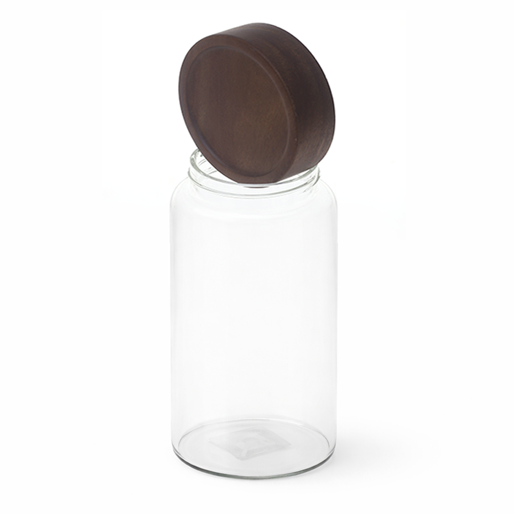 Wood Lid Jar (Medium) – Tall Storage Container with Dark Wooden Lid - Habitt