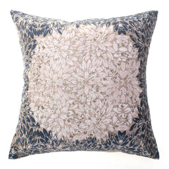 Beige & Gold Floral Textured Screen Print (Mother of Pearl) Cushion Cover 18x18" – Elegant Decorative Throw Pillow - Habitt