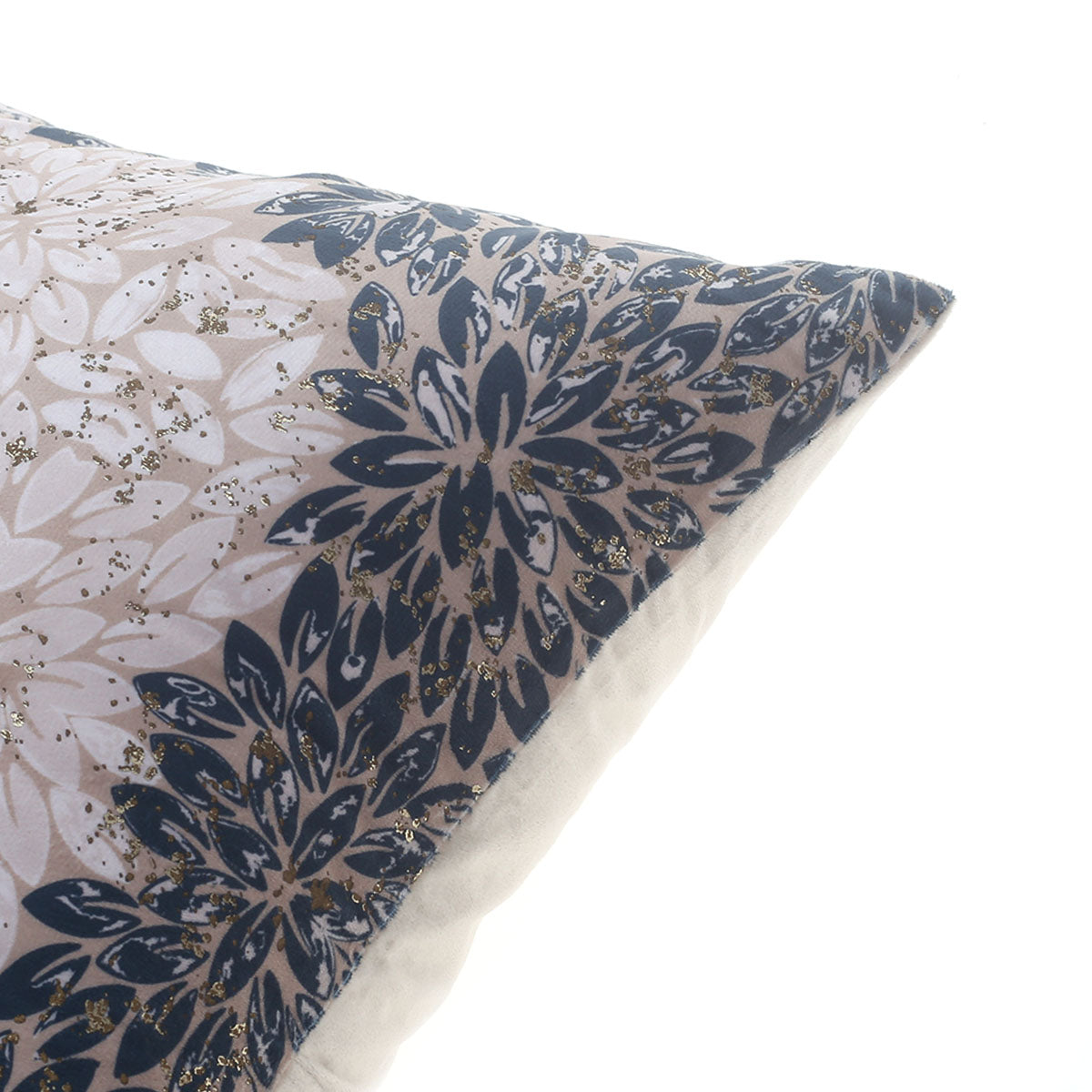 Beige & Gold Floral Textured Screen Print (Mother of Pearl) Cushion Cover 18x18" – Elegant Decorative Throw Pillow - Habitt