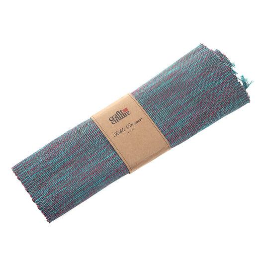 Green Textures Table Runner 14x45" – Woven Tassel Dining Table Runner - Habitt