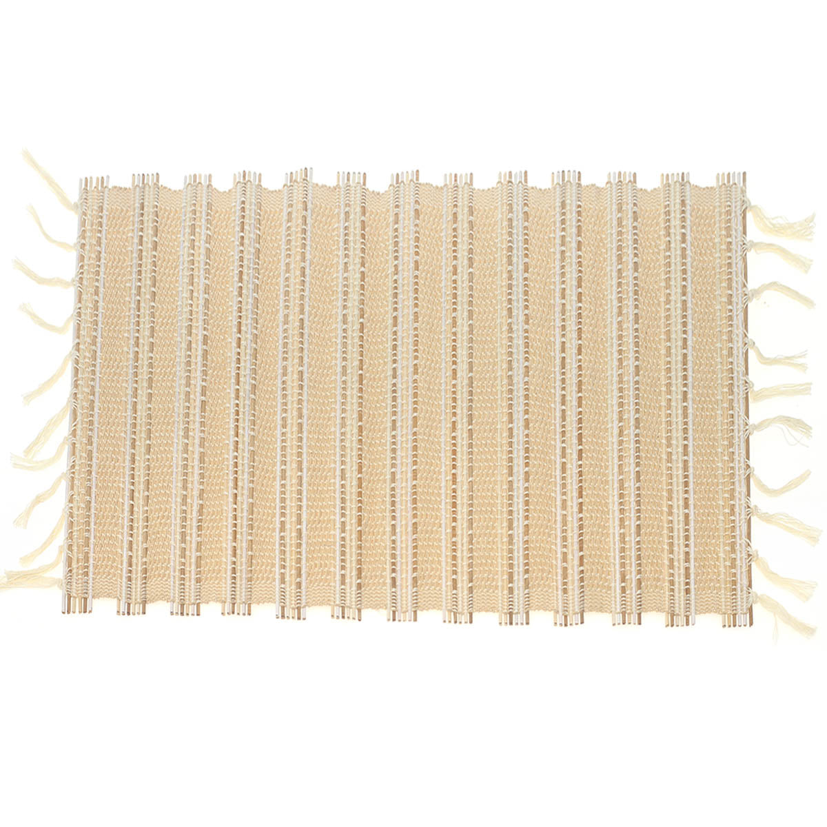 Neutral Weave Bamboo Mat 13x19" – Natural Textured Table & Placemat - Habitt