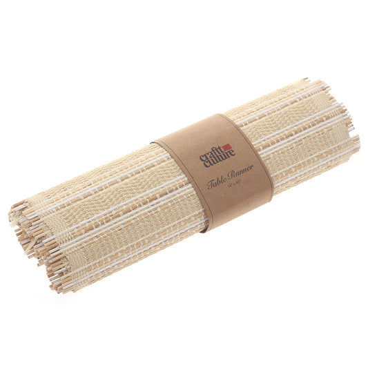 Neutral Weave Bamboo Runner 13x45" – Natural Textured Dining Table Runner - Habitt